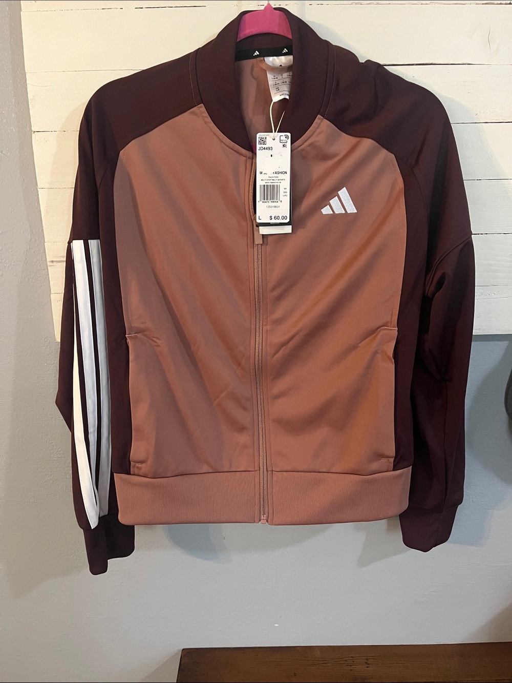 adidas Burgundy and Dusty Rose Zip Track Jacket